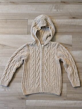 Gymboree Cable-Knit Hooded Zip Sweater Vintage Preppy Size 5T (K)